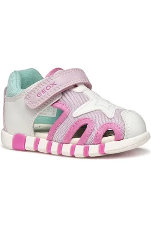 Geox Baby-Mädchen B IUPIDOO Gir Sandal, White/Fuchsia, 22 EU