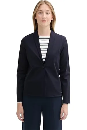 TOM TAILOR Damen 1043679 Blazer aus fliessendem Material, 10668-Sky Captain Blue, XS