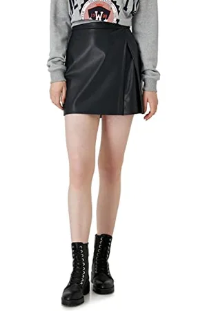 Koton Damen Faux Leather Mini Pleated Skirt, , 36 EU