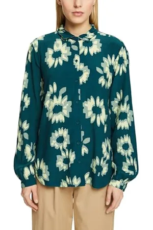 ESPRIT Damen 014ee1f310 Bluse, 378/Dark Teal Green, M