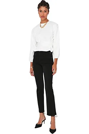 Trendyol Damen Herren Hoher Bund Flared Jeans, , 42