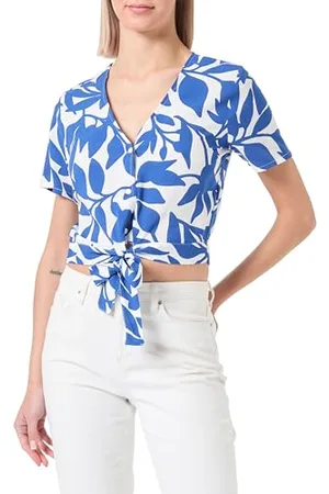 VERO MODA Damen VMEASY Joy S/S TIE Shirt WVN GA Kurzarmbluse, ,L