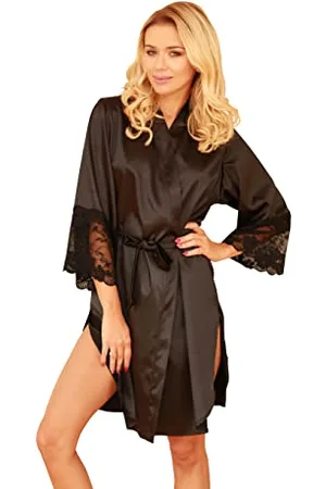 Kalimo Damen Marbella Bademantel, Black, XL