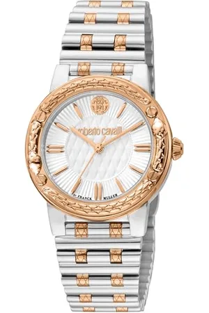 Roberto Cavalli Damen Analog Quarz Uhr mit Edelstahl Armband RV1L188M0101