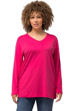 Ulla Popken Damen Basic-v-shirt, Langarmshirt, , 66-68 EU