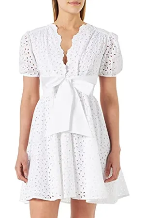 Pinko Damen Aureo Baumwollkleid Stickerei Sang Lässiges Kleid, Z04_weiß Brill, 40