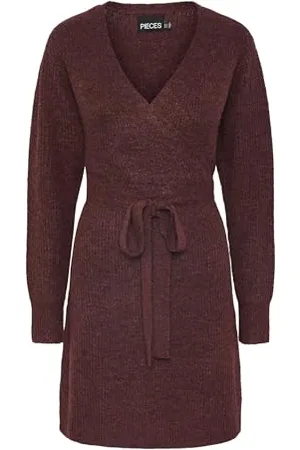 Pieces® Damen Pcellen Ls Wrap Knit Dress Noos Bc, , M