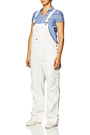 Dickies Damen, Latzhose im legeren Stil mit geradem Bein, White, S