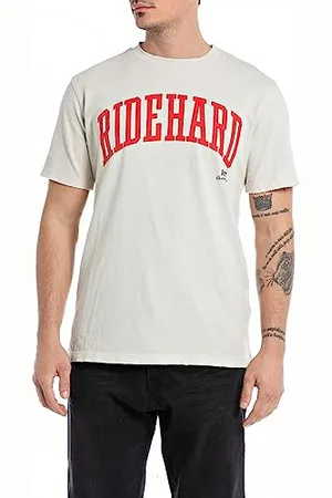 Replay Herren T-Shirt Kurzarm Rundhalsausschnitt Ridehard, (Weiß), S