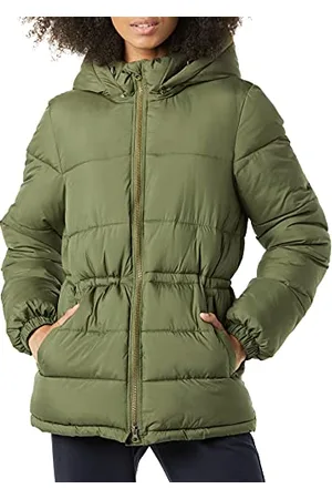 Amazon Damen Schwere Winter-Steppjacke Mit Kapuze Und Verstellbarer Taille, , M