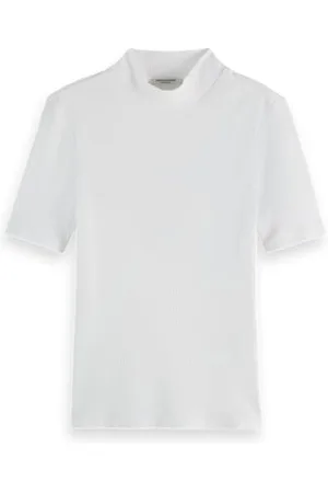 Scotch&Soda Damen Core Mock Neck Rib T-Shirt, , L EU
