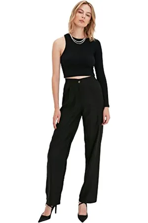 Trendyol Damen Schwarze Geräumige Hose Groß Pants Chino, , 38