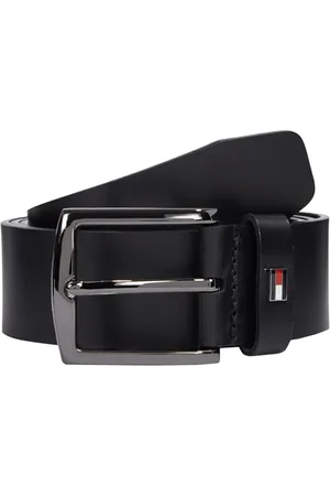 Tommy Hilfiger Herren Gürtel Denton 3,5 cm Ledergürtel, Schwarz (Black), 115 cm