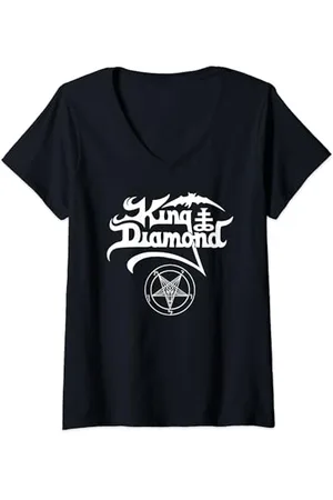 King Diamond Damen - Logo T-Shirt mit V-Ausschnitt