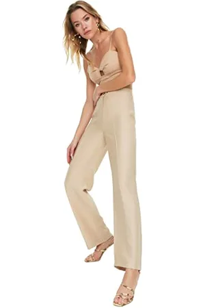 Trendyol Damen Women High Waist Wide Leg Flare Trousers Hose, , 62