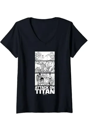 Attack on Titan Annie Leonhart VS Reiner Braun Stack Manga T-Shirt mit V-Ausschnitt