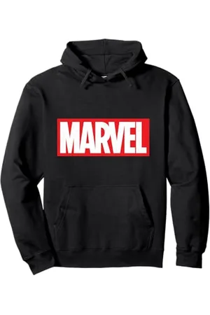 Marvel Classic Distressed Logo Hooded Sweatshirt Pullover Hoodie, Langarm
