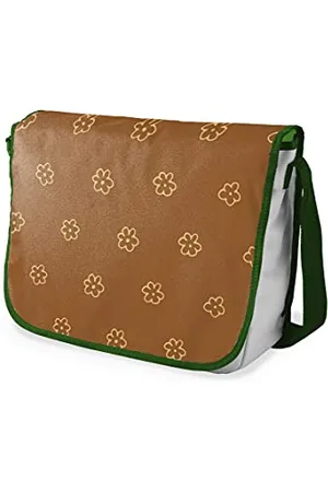 Bonamaison Le Jardin du Lin Digital Bedruckte Messenger Schultaschen mit Khaki Riemen für Mädchen und Jungen, Zurück zur Schule, Kuriertaschen für Schüler, Umhängetaschen, Größe: 29x36 Cm