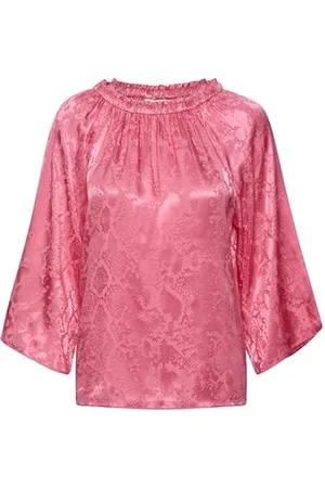 INWEAR Damen Damenbluse, Rundhals, reguläre Passform, Satin, 3/4-Ärmel, Bedruckt Bluse, Rosa-Pink Rose, 40