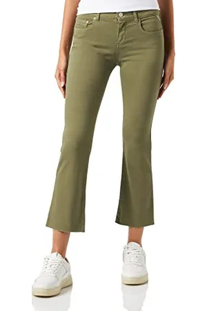 Replay Damen Jeans Schlaghose Faaby Flare Crop Flare-Fit, (Grün), 26W