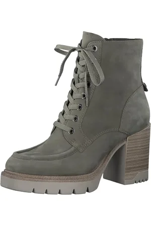Tamaris Damen Schnürstiefel mit Absatz Leder Blockabsatz; /grün; 36 EU