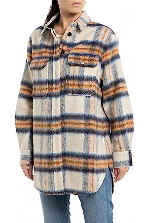 Replay Damen Bluse Langarm Kariert, (Mehrfarbig), S
