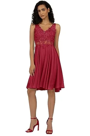 Apart APART Cocktailkleid im Materialmix aus besticktem Mesh mit plastischer Spitze und Chiffon, pink, 40