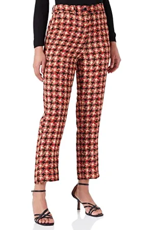 Sisley Damen Trousers 4x1xlf02e Pants, Houndstooth Pink 73m, 36 EU
