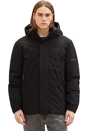 TOM TAILOR Herren 1037391 Technical Winterjacke mit Kapuze, 29999-Black, S