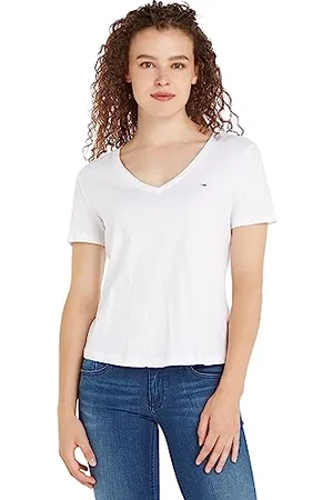 Tommy Hilfiger Tjw Slim Soft V Neck Tee Kurzarm Strickoberteile, Damen, , Xl