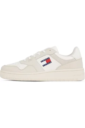 Tommy Hilfiger Herren Cupsole Sneaker Retro Basket Sportlich, Elfenbein (Ivory), 41