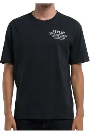 Replay Herren T-Shirt Kurzarm Oversized, Schwarz (Blackboard 099), L
