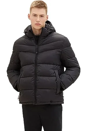TOM TAILOR Herren 1039965 Puffer-Jacke mit Kapuze, 29999-Black, XXL