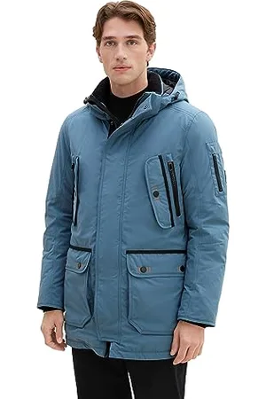 TOM TAILOR Herren 1037356 Winterparka mit Abnehmbarer Kapuze, 32506-dusty Dark Teal, XL