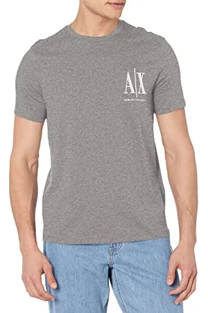 Armani Exchange Mens Front Embroidered Logo T-Shirt, Grey, Large