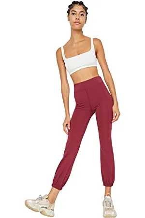 Trendyol Damen Herren Sportswear Mittlerer Bund Jogger Jogginghose Sweatpants, Bordeaux, M EU
