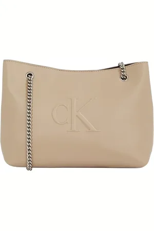 Calvin Klein Damen Umhängetasche Sculpted Chain mit Tragekette, Grau (Crockery), Einheitsgröße