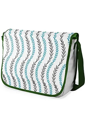 Bonamaison Le Jardin du Lin Digital Bedruckte Messenger Schultaschen mit Khaki Riemen für Mädchen und Jungen, Zurück zur Schule, Kuriertaschen für Schüler, Umhängetaschen, Größe: 29x36 Cm