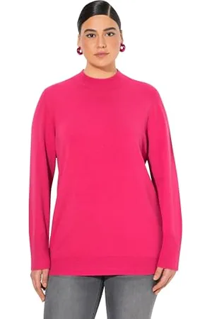 Ulla Popken Damen große Größen Übergrößen Plus Size Pullover, Stehkragen, Langarm, Rippbündchen