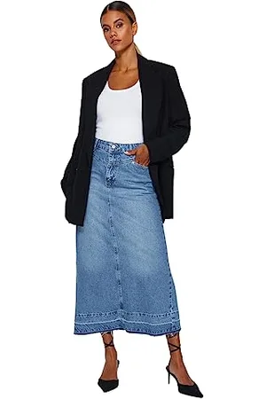 Trendyol Damen Damen Gerade Maxi Eine Linie Rock Western Skirt, , 38