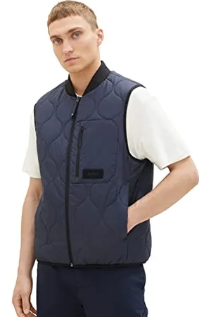 TOM TAILOR Herren 1036188 Quilted Steppweste mit Bomberkragen, 10668-sky Captain Blue, L