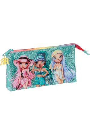Safta Rainbow HIGH Paradise – Federmäppchen für Kinder, Federmäppchen für Kinder, ideal für Schulkinder, bequem und vielseitig, Qualität und Widerstandsfähigkeit, 22 x 3 x 12 cm, Türkis,