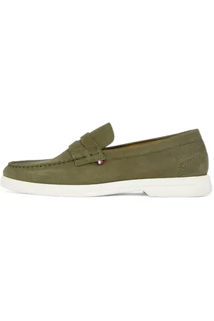 Tommy Hilfiger Herren Loafer Nubuck aus Leder, Grün (Army Green), 43