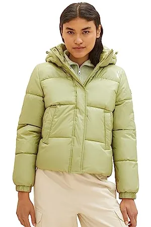 TOM TAILOR Damen 1037590 Puffer Steppjacke mit Kapuze, 32256-dusty pear Green, XS
