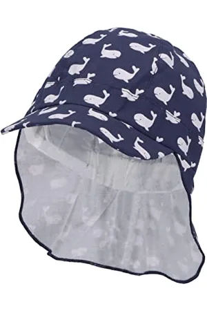 Sterntaler Baby Jungen Schirmmütze Baby Schirmmütze Nackenschutz Wale - Schirmmütze Baby, Baby Mützen - aus Baumwolle - , 47