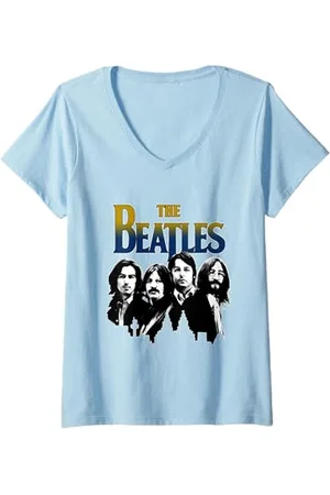The Beatles Damen Skyline, und Weiß T-Shirt mit V-Ausschnitt