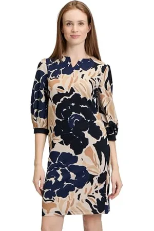 Betty Barclay Damen Jerseykleid Knielang Dark Blue/Nature,40
