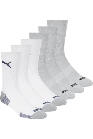 PUMA Mens Men s 6 Pack Crew Socks, White, 10 13 US