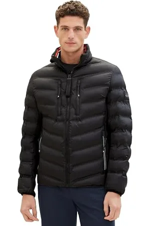 TOM TAILOR Herren Modern Hybrid Steppjacke mit abnehmbarer Kapuze, , S