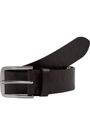 Calvin Klein Jeans Herren Gürtel Classic Flat Lthr Belt 35mm Aop aus Leder, Braun (Bitter Brown Allover), 135 cm